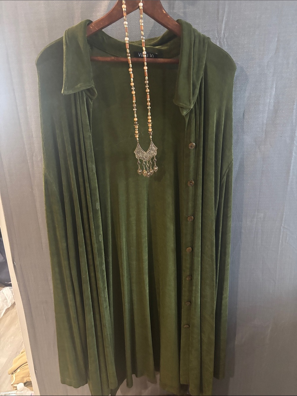ViVI Olive Button-Down Tunic
